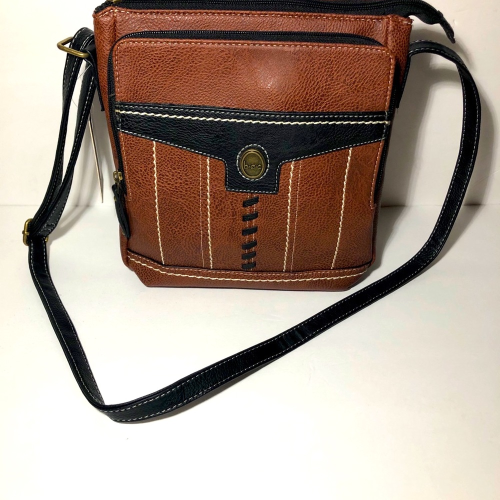 b.o.c. Football Brown Leather Crossbody Purse
